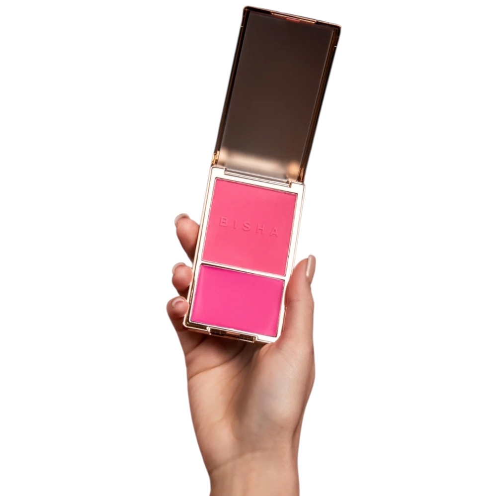 BISHA Essential Duo Blush- Dubai (bright pink) Creamy Blush/Matching Powder - Picture 4 of 7